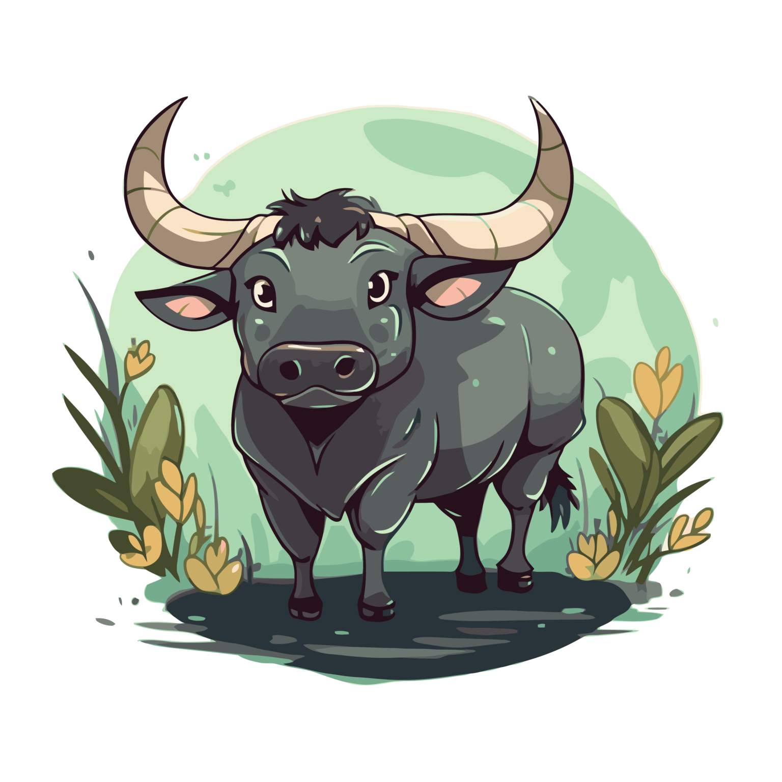 Hình in pet con trâu cute dễ thương